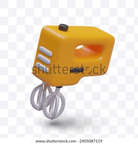 Electric yellow double mixer. Isolated realistic image. Classic kitchen appliances. Device for mixing ingredients. Hand tool. Color template for web design