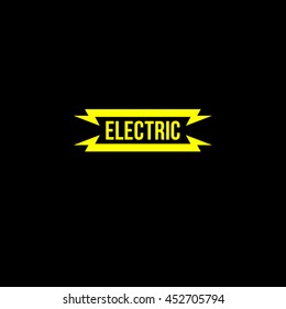 Electric yellow flat logo with lightning on the dark background