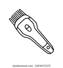 Electrica shaver in doodle style. Isolated outline. Hand drawn vector illustration in black ink on white background.