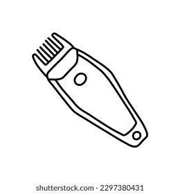 Electrica shaver in doodle style. Isolated outline. Hand drawn vector illustration in black ink on white background.