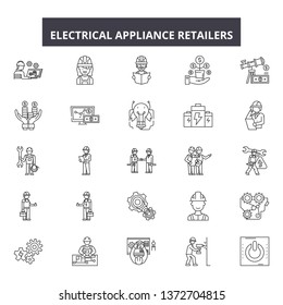 Electrical appliance retailers line icons, signs, vector set, outline illustration concept 
