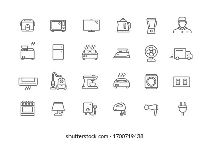 Electrical appliances icon set. line design