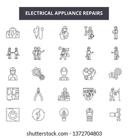 Electrical apppliance repairs line icons, signs, vector set, outline illustration concept 