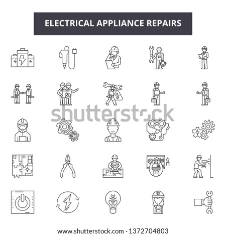 Electrical apppliance repairs line icons, signs, vector set, outline illustration concept 