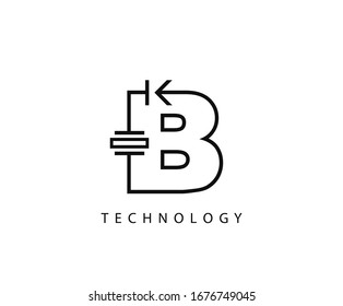 Electrical B Letter Icon Design With Electrical Engineering Symbol Element.