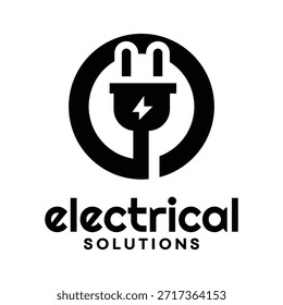 Electrical black circle minimal logo vector sign.