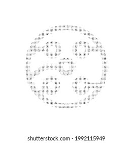 The electrical board symbol filled with black dots. Pointillism style. Vector illustration on white background
