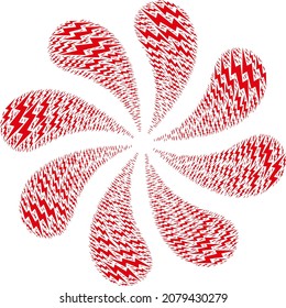 Electrical bolt icon swirl burst flower salute composition. Rotation burst done using scattered electrical bolt symbols.