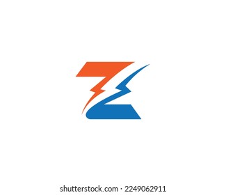 Electrical Bolt Letter Z Logo Design Template With Power Symbol Vector Icon.