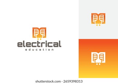 electrical book education logo vector