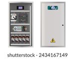 Electrical box, industrial electrical control panel. A frequency converter.