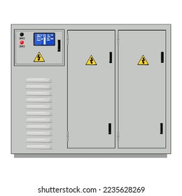 Caja eléctrica, panel de control eléctrico industrial. Pantalla de cristal líquido. imagen vectorial
