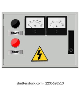 Electrical box, industrial electrical control panel.   vector image