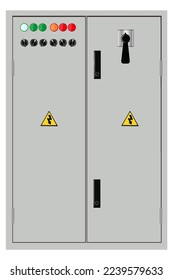 Electrical box, industrial electrical control panel. Substation. Vector image	