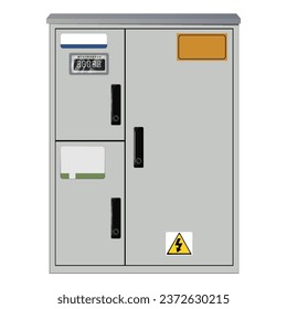 Electrical box, industrial electrical control panel. Electricity metering cabinet. Substation. Vector image