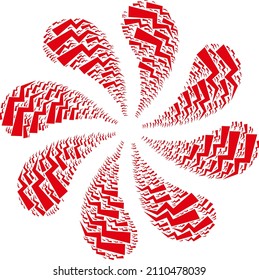 Electrical break icon curl bang turbine fireworks composition. Flower curl combined using scattered electrical break icons.