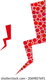 Electrical break vector composition of small circles in various sizes and color hues. Small circles are grouped into electrical break vector illustration. Abstract vector illustration.