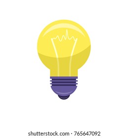 Electrical bulb isolated on white background. Vector illustration of lighting equipment with meaning of new idea in flat style