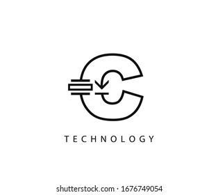 Electrical C Letter Icon Design With Electrical Engineering Symbol Element.