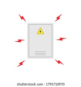 Electrical cabinet cartoon vector. free space for text. Leaked electricity.