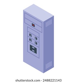 Gabinete eléctrico que distribuye la electricidad con fusibles e interruptores ilustración isométrica