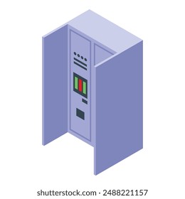 Electrical cabinet with open doors showing electrical equipment isometric view