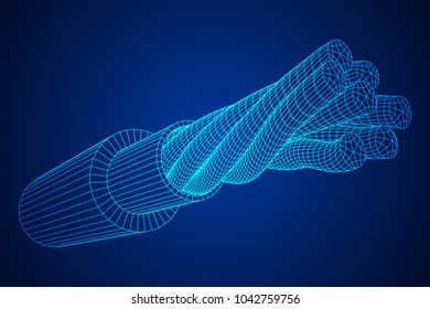 Electrical cable cleared wire. Wireframe low poly mesh vector illustration