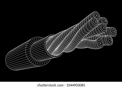 Electrical cable cleared wire. Wireframe low poly mesh vector illustration