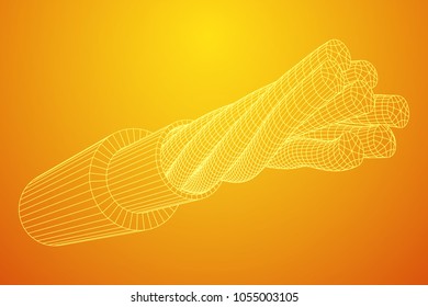 Electrical cable cleared wire. Wireframe low poly mesh vector illustration