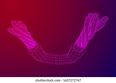 Electrical cable cleared wire. Wireframe low poly mesh vector illustration