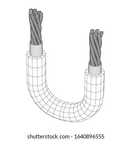 Electrical cable cleared wire. Wireframe low poly mesh vector illustration