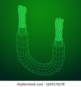 Electrical cable cleared wire. Wireframe low poly mesh vector illustration