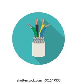 Electrical cable icon with long shadow.