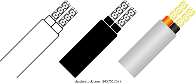 electrical cable icon set vector