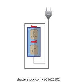  electrical cable or lead and power plug socket. vector illustration