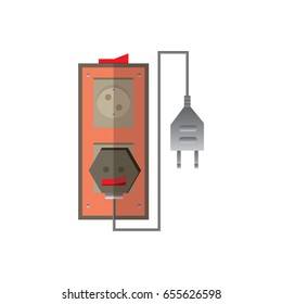  electrical cable or lead and power plug socket. vector illustration