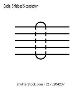 Electrical Cable Symbol, Icon electrical cable, shielded conductor cable.