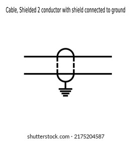 Electrical Cable Symbol, Icon electrical cable, shielded conductor cable.