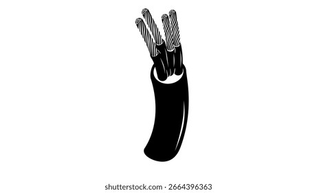  Símbolo de cable eléctrico, silueta aislada negra
