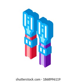 elektrische Kabel mit Kontakten Farbsymbol Vektorgrafik. isometrische elektrische Kabel mit Kontaktzeichen. farbige einzelne Symbolillustration