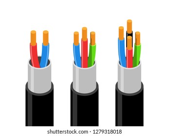 Electrical Cables Set Varieties Electric Wire Stock Vector (Royalty ...