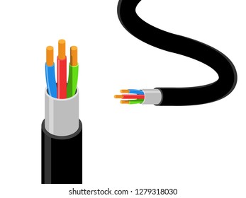 Electrical cables. Set with varieties of electric wire illustration vector icon