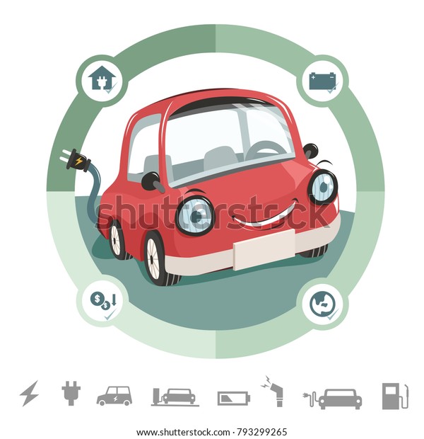electrical car cartoon\
character design