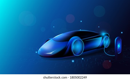 Electrical car or EV modern vehicle. Future energy and innovation transportation concept. Vector illustration design.