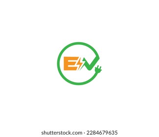 Electrical Charge Letter EV Bolt Power Plug Sign Logo Design Vector illustration.