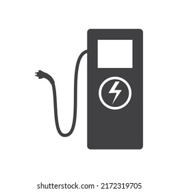 Diseño plano vectorial del icono de la estación de carga eléctrica