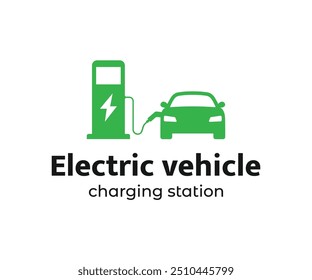 Electrical charging station logo design template. EV charging station logo. Electric vehicle charging station logo