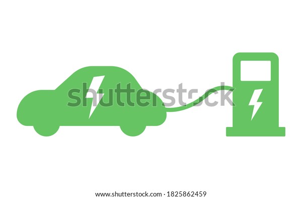 Electrical\
charging station sign. Electric car refueling icon symbol. Green\
hybrid vehicles charging point\
isolated