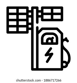 electrical charging station with solar panel line icon vector. electrical charging station with solar panel sign. isolated contour symbol black illustration