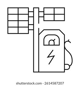 electrical charging station with solar panel line icon vector. electrical charging station with solar panel sign. isolated contour symbol black illustration